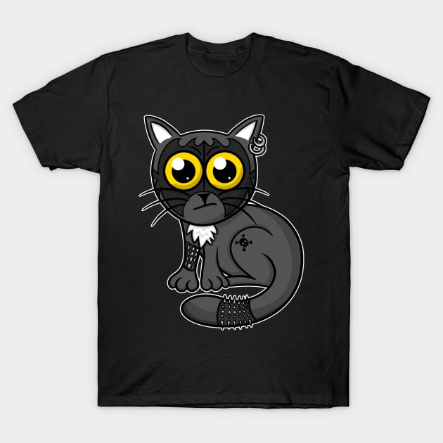 Funny Hard Rock Kitty - Heavy Metal Cat T-Shirt by Modern Medieval Design